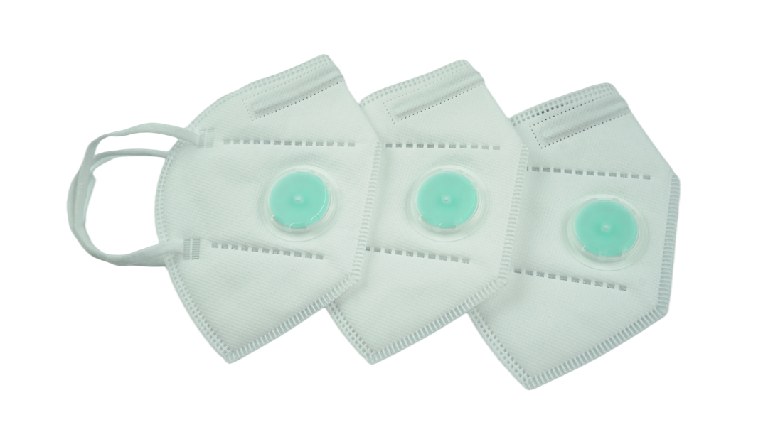 White KN95 non-medical protective mask with valve